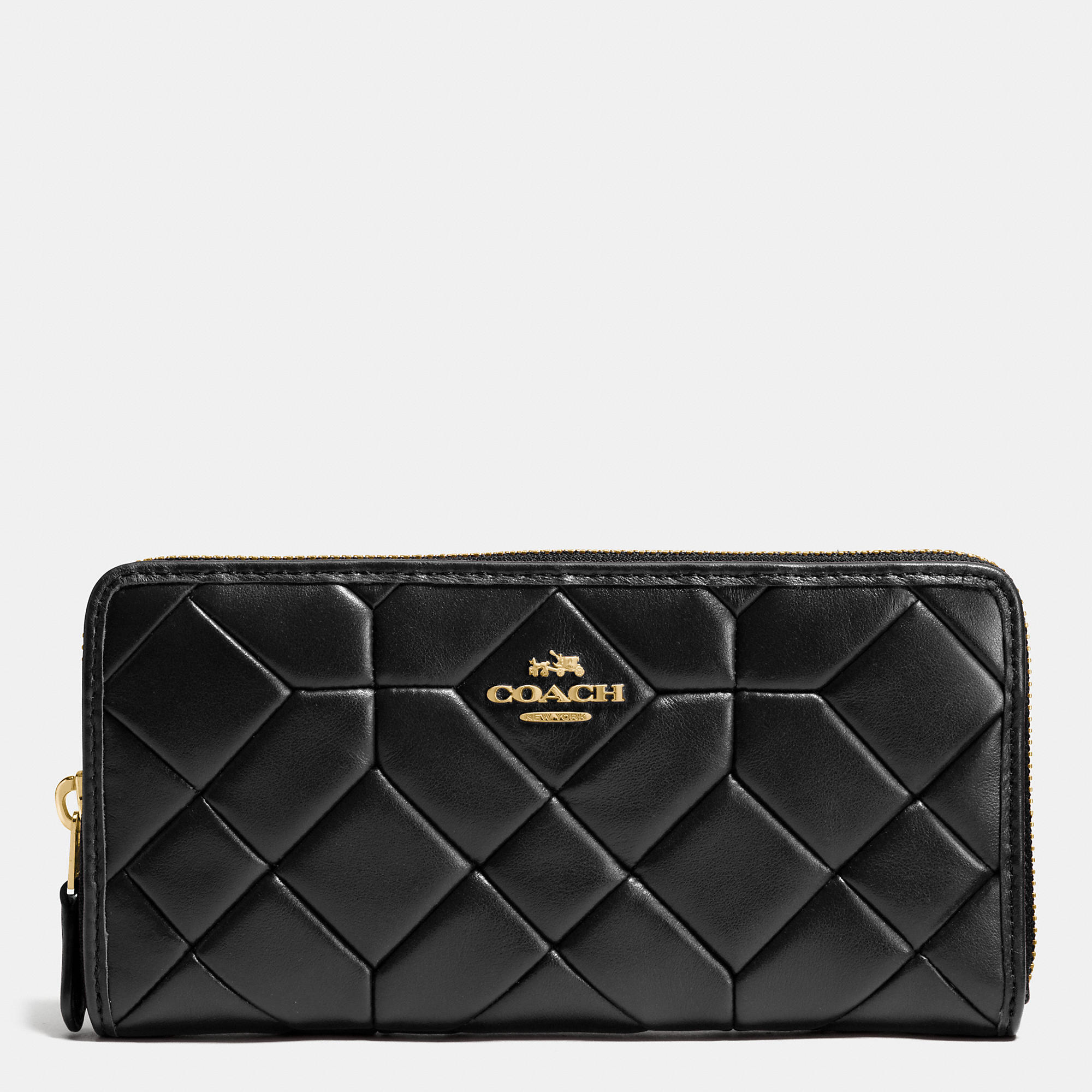 Coach Canyon Quilt Accordion Zip Wallet In Calf Leather | Women - Click Image to Close